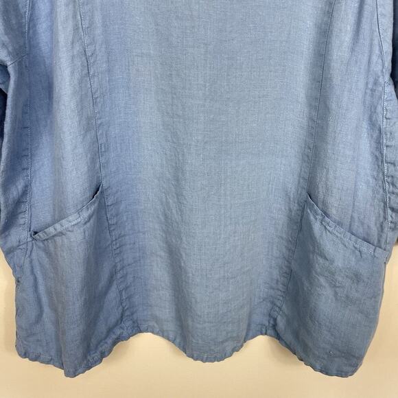 Cutloose 100% Linen Tunic Top Size Large Chambray Blue Boho Beach Lagenlook - Picture 6 of 9